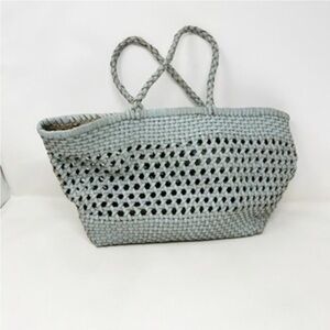 Anthropologie woven leather tote powder Blue